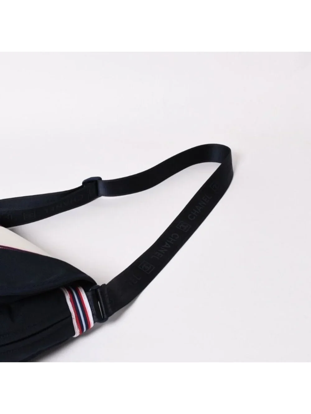 Chanel Sports Line Shoulder Bag CC Logo Navy Ivory Silver
